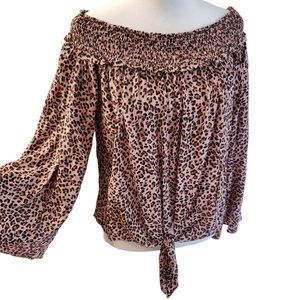 NWT Free People Boho Top Animal Print FP Movement Lightweight Flowy Slee…